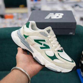 NB 9060 Style White Green Chunky Sneakers – Trendy Second Copy Casual Shoes for Men New Balance Inspired 9060 White Green Sneakers – Stylish Chunky Sole Shoes for Men